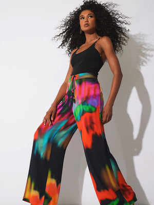 Natori: Floral Mirage Rayon Pants (V77021-BKM)