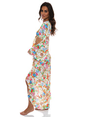 Luli Fama: Bell Sleeve Crop-Ruffle High Lo Slit Skirt (L727877-002-L727676-002)