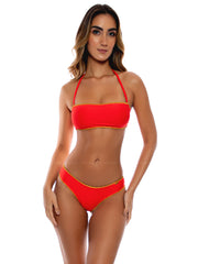 Luli Fama: Free Form Bandeau-Seamless Wavy Ruched Back Bikini (L010N59-327-L01004P-327)