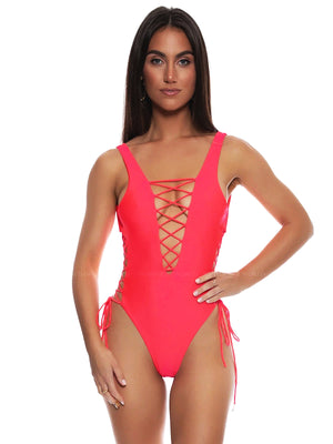 Luli Fama: Open Side One Piece Bodysuit (L176A38-361)