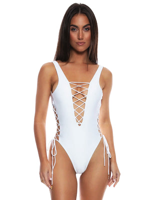 Luli Fama: Open Side One Piece Bodysuit (L176A38-002)