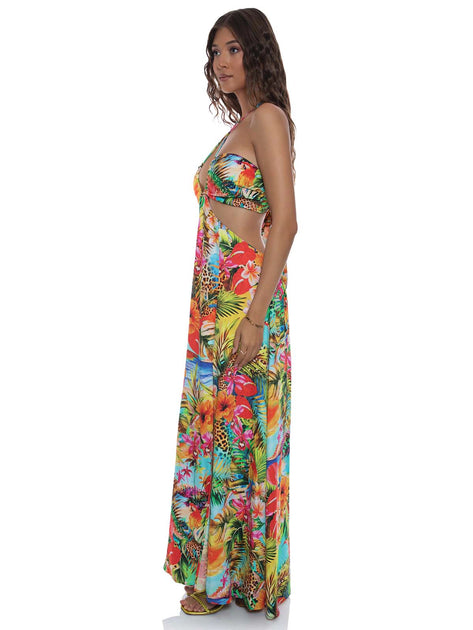 Luli Fama: Bandeau Cut Out Front Slit Dress (L778E92-111
