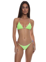 Luli Fama: Triangle-Wavy Ruched Tie Side Bikini (L77121P-111-L77102P-111)