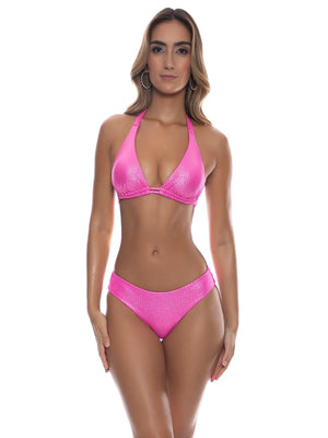 Luli Fama: Triangle Halter-Seamless Ruched Back Bikini (L816C73-52T-L816U52-52T)