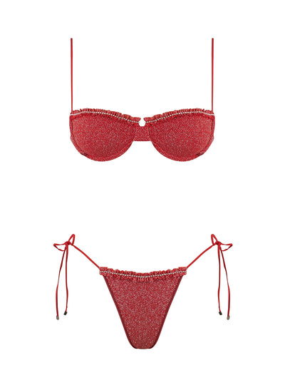 Seashell: Negin Balconette-Luma Bikini (WT0010_SS-RED-WT0011_SS-RED)
