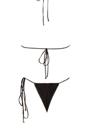 Seashell: Miranda Triangle-Pearl Tie Side Bikini (WT0046_SS-BLACK-WT0002_SS-BLACK)