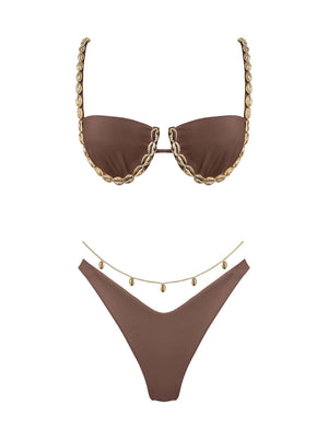 Seashell: Colette-Alana Bikini (WT0035-SS-CACAO-WT0036-SS-CACAO)