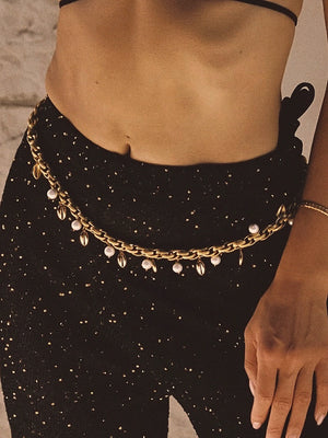 Seashell: Adda Gold Metal Belt with Charms (WT223-GOLD)