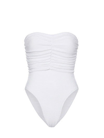 Milly: Textured Ruched One Piece (45FW62-WHT)