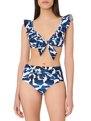 Milly: Ocean Puzzle Ruffle-Ocean Puzzle Tie Bikini (35VX31-NVY-35VY02-NVY)