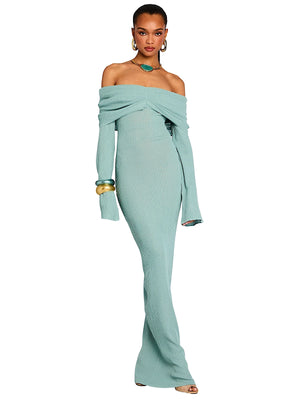 SER.O.YA: Xenia Knit Maxi Dress (S-SS25-4792-17-FROSE)