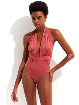 Oye Swimwear: Roman Plunge One Piece (ROMANPO-CANY)