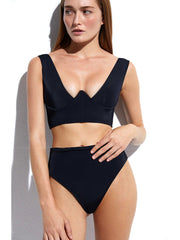 Oye Swimwear: Angelina High Waist Bikini (ANGELT-BLK-ANGELB-BLK)