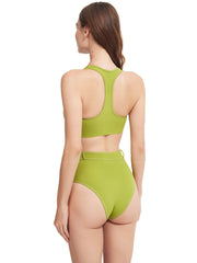 Oye Swimwear: Lavinia With Gold Buttons Bikini (LAVINIAWGOLDBT-PIST-LAVINIAWGOLDBB-PIST)
