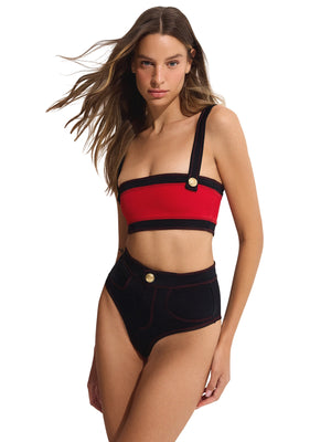 Oye Swimwear: Lavinia Bandeau Bikini (LAVINIAT-CRMBLK-LAVINIAB-CRMBLK)