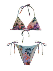 PQ Swim: Ruched Tri-Ruched Tie Bikini (LAO-766R-LAO-665)