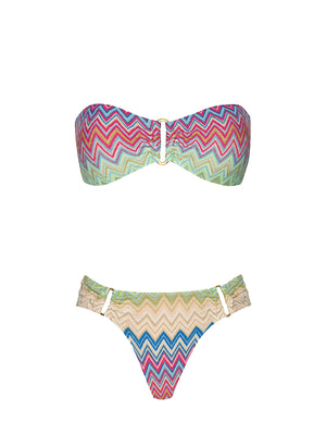 PQ Swim: Detail Bandeau-Detail Fanned Bikini (HUN-030B-HUN-683W)