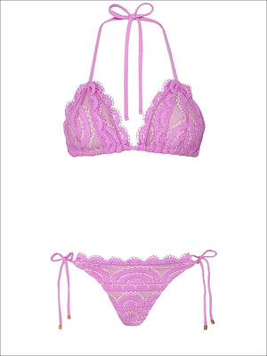 PQ Swim: Lace Triangle-Lace Tie Side Bikini (WST-191R-WST-279)