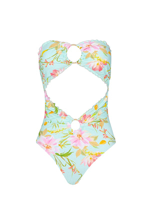 PQ Swim: Lettuce Edge Strapless Ring One-Piece (PET-5048P)