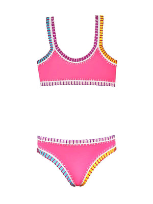 Sporty Rainbow Embroidered Bikini