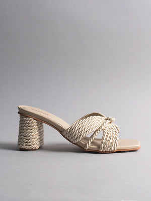 Kaanas: Myla Square-Toe Corded Block Heel (H00210R-MYLA-OAT)