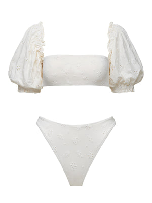 We Wore What: Puff Sleeve-Classic Scoop Bikini (WWST87-01-125-WWSB44-03-125)