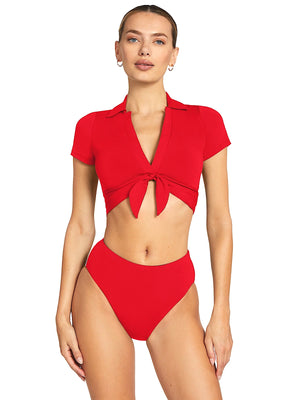 Robin Piccone: Ava T-Shirt Plunge-Ava High Waist Bikini (251707-FR-221769-FR)
