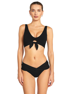 Robin Piccone: Ava Over Shoulder-Ava Twist Bikini (251701-BLK-221766-BLK)