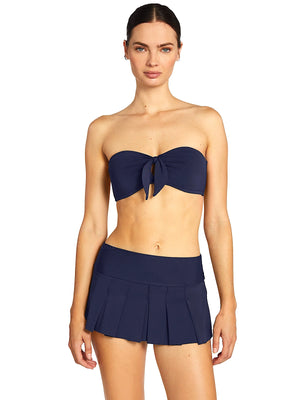 Robin Piccone: Ava Bandeau-Ava Pleated Skirt (251708-NAV-251760-NAV)