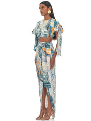 Andrea Iyamah: Halima Cropped-Halima Wrap Skirt (RS22T1A-BARK-RS22SK1A-BARK)