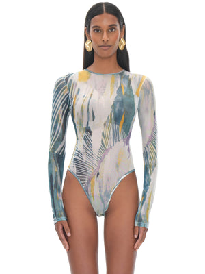 Andrea Iyamah: Elle Mesh Leotard (S2217B-BARK)