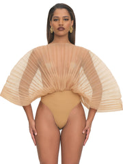 Andrea Iyamah: Sombra Bodysuit-Sita Corset Skirt (R22L1D-DUST-F23S3A-DUST)