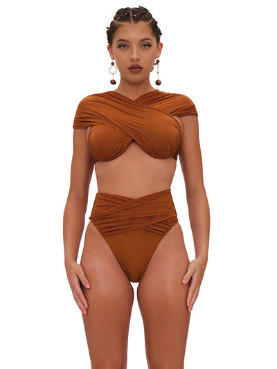Andrea Iyamah: Ubu Bikini (S2405T-SAND-S2405B-SAND)