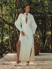 Andrea Iyamah: Lino Bodysuit-Lino Corset Skirt (S24B9-LIMESTONE-S24S9-LIMESTONE)