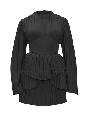 Andrea Iyamah: Lenti Pleated Mini Dress (LENTI-BLCK-DRESS)