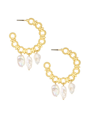 Ettika: Golden Hoop Earrings (E3217-PRL-G-710)