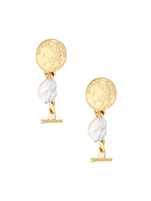 Ettika: Pearl Charm Drop Earrings (E3158-PRL-G-710)