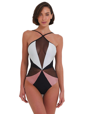 PatBO: Colorblocked Halterneck Swimsuit (BOB26985US-010)