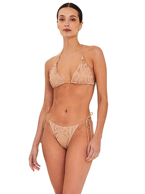 Aguaclara: Sand-50 Triangle-Sand-13 Side Tie Bikini (SAND-50-SAND-13)