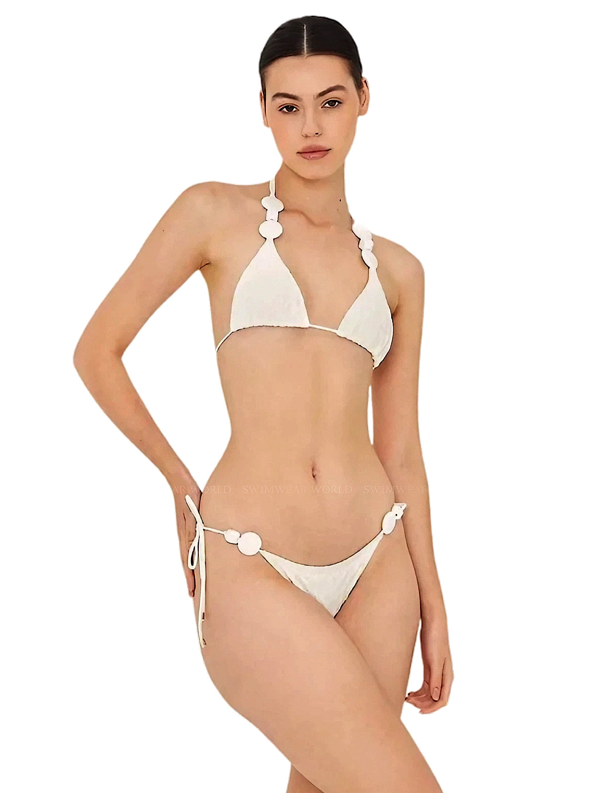 Aguaclara: Blanc-50 Triangle-Blanc-13 Side Tie Bikini
