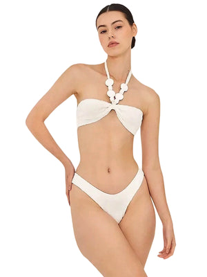Aguaclara: Blanc-90A Bandeau-Blanc-23 High Leg Bikini (BLANC-90A-BLANC-23)