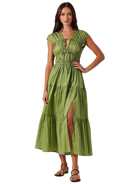 green emerald velvet dress Kalia Halter Floral Midi Dress