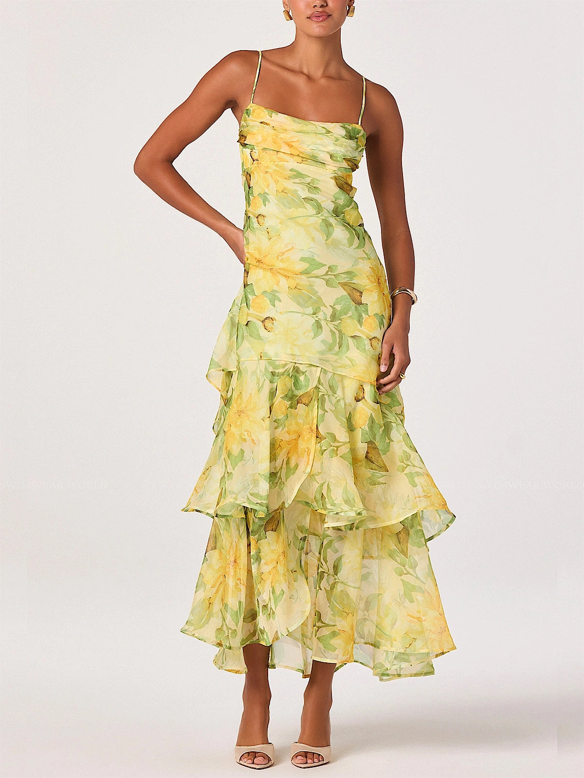 Astr the Label: Alison Tiered Drop-Waist Maxi Dress (ACDR103370-YFL)