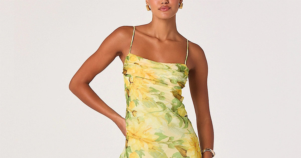 astr the label yellow dress | Alison Floral Tiered Drop-Waist Maxi in Floral Sachin & Babi Resort garden parties erp_id:309390 Material:Silk Viscose