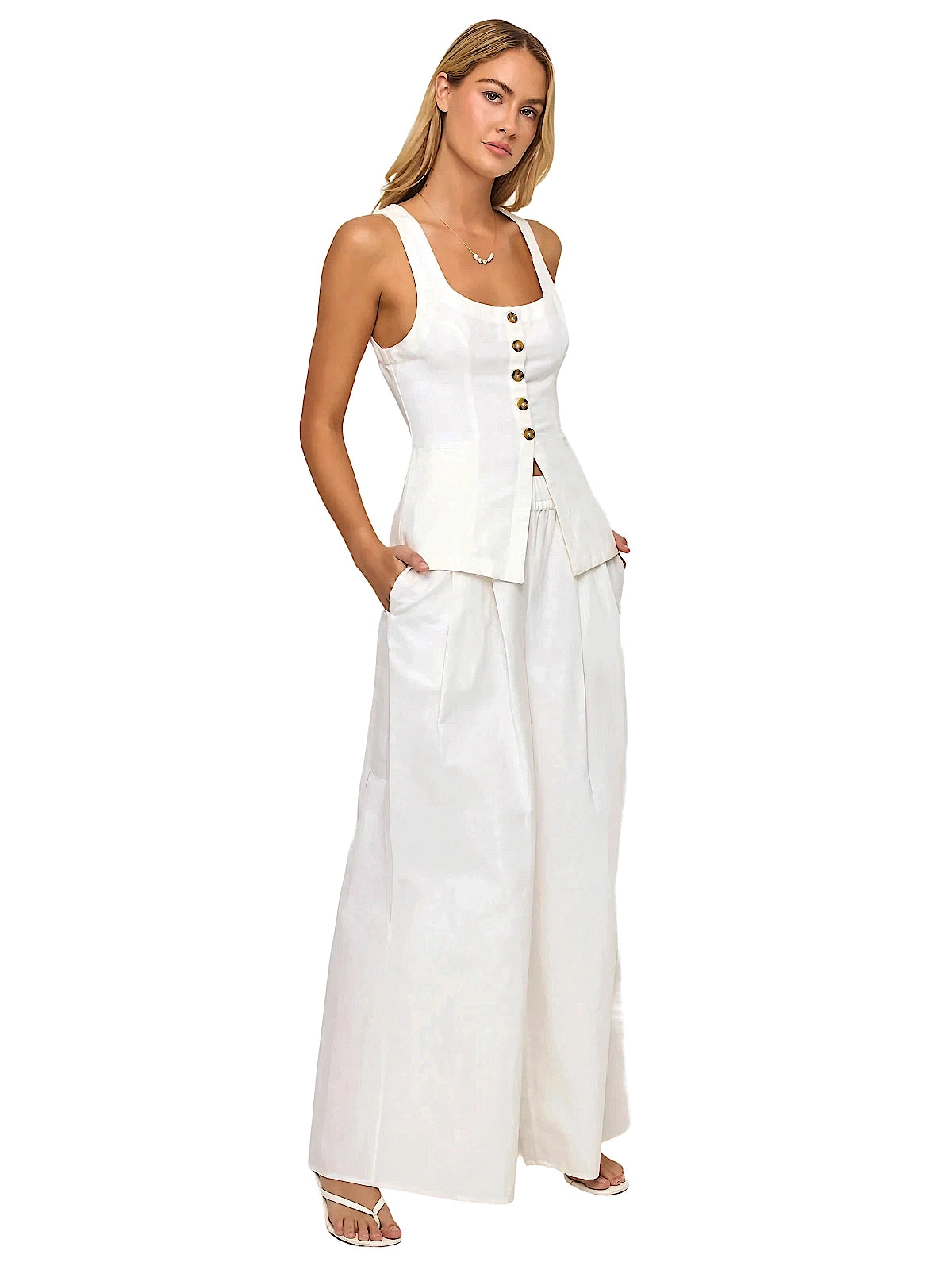 L Space: Sofie Vest-Palma Pant (SOFTP25-WHT-PALPA25-WHT)