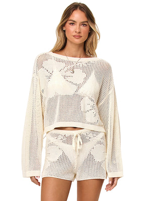 L Space: Island Time Sweater-Island Time Short (APTP0248-CRM-APBM0247-CRM)