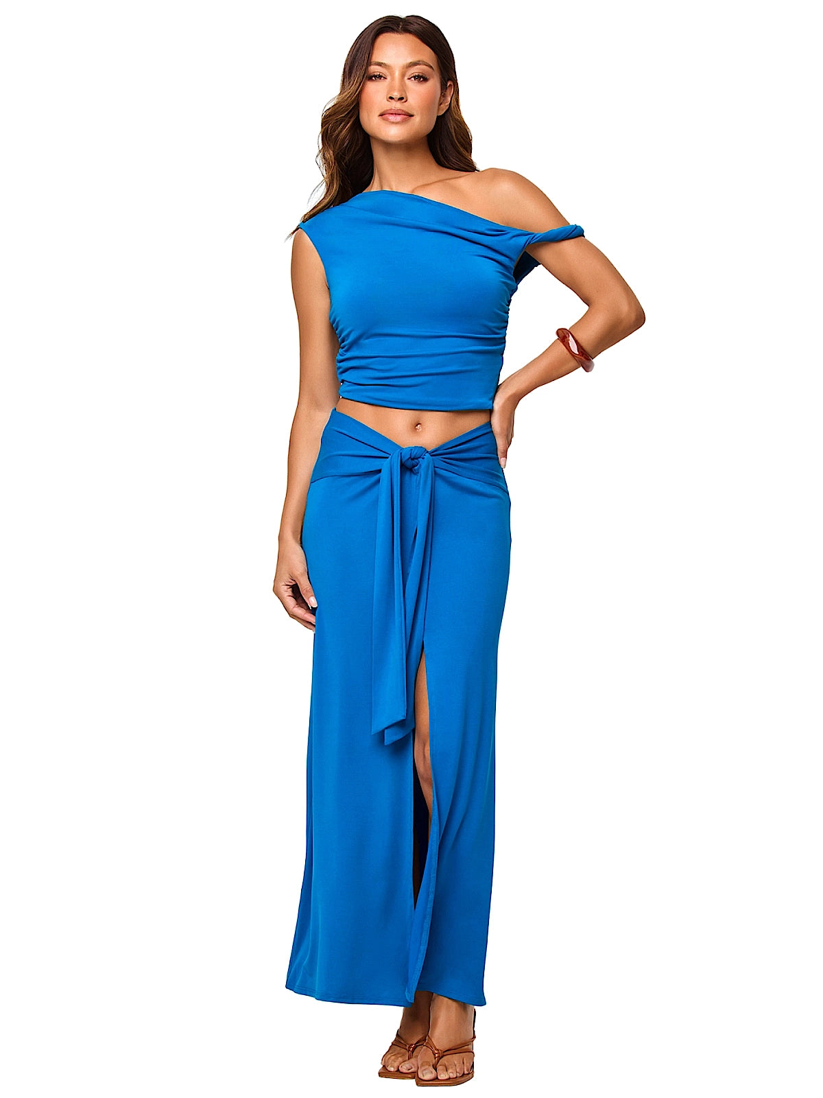 L Space Moonlit-Moonlit Skirt in Indigo Chambray (APTP0405-ABY-APBM0404-ABY)