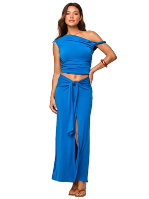L Space Moonlit-Moonlit Skirt in Indigo Chambray (APTP0405-ABY-APBM0404-ABY)