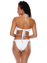Luli Fama: Adjustable Drawstring Bandeau-Seamless Tie Side Bikini (L75319W-111-L75303W-111)