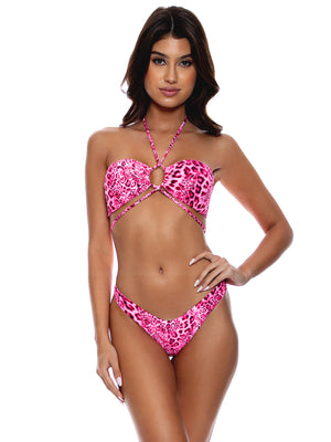 Luli Fama: Adjustable Drawstring Bandeau-High Leg Bikini (L758J19-008-L758N50-008)